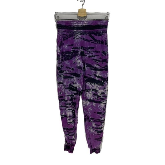 Blu Moon Gypsy Elastic Waist Lightweight Jogger Pants Purple Tie Dye Small NWOT - Picture 2 of 9